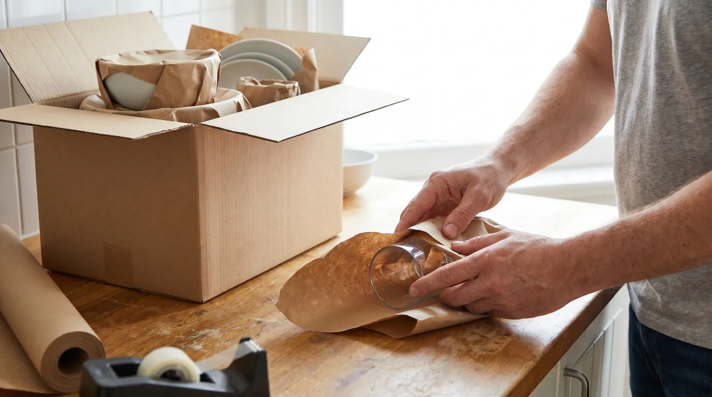 Geschirr sicher verpacken